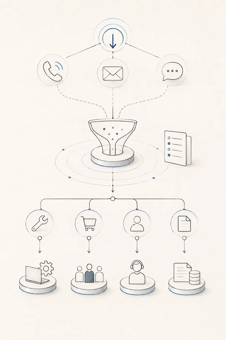 Illustration: Ein Headset und ein Kalenderblatt vor einer Kontaktliste – Sinnbild für automatisierte Erstkontakte mit anschließender Terminvereinbarung.