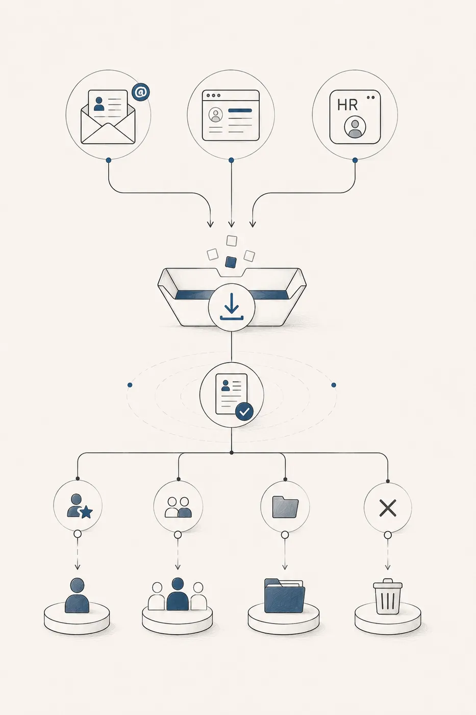 Illustration: Ein Gesprächsverlauf wird ausgewertet und die Ergebnisse fließen in ein angebundenes System.